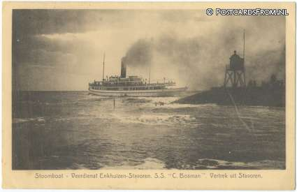 Stavoren, Stoomboot-Veerdienst Enkhuizen-Stavoren. S.Ss. 'C. Bosman'. Vert