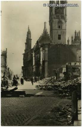 Middelburg, Noordstraat met Stadhuis 17 Mei 1940