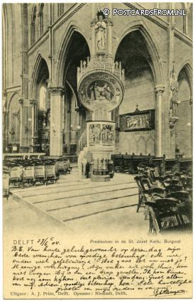 Delft, Predikstoel in de St. Jozef Kerk. Burgwal